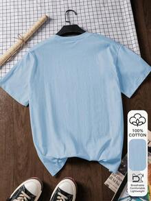 Fashionable, Casual, Short-Sleeved 100% Cotton T-Shirt For Women, Featuring A Sun Print, Graphic Tee, Summer Wear, Outdoor Outfit, Back-To-School Outfit, White. - 淺藍色 2 - 查看 2