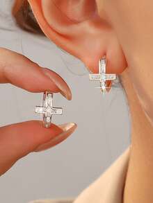 1 Đôi bông tai hình thánh giá cổ điển, thiết kế tôn giáo thời trang mang đậm tính nghi lễ, phù hợp để đeo hàng ngày, dự tiệc và các dịp quan trọng. - đi qua - Xem 4