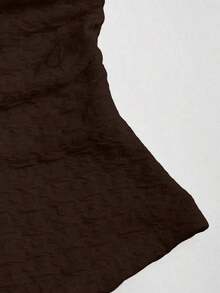 Camiseta de mujer de cuello halter liso, casual para uso diario estilo Y2K - Café integral - Ver 3