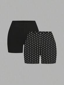 2 piezas Leggings básicos casuales de unicolor para mujer de talla grande, aptos para el verano - Multicolor 5 - Ver 7