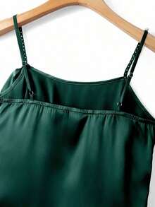 Nueva blusa de verano para mujer, top de camisola de perlas burdeos, top elegante de fiesta burdeos, top de playa burdeos, top de cami para bodas y eventos burdeos, top casual burdeos, top de cami brillante burdeos. - Verde Oscuro - Ver 5
