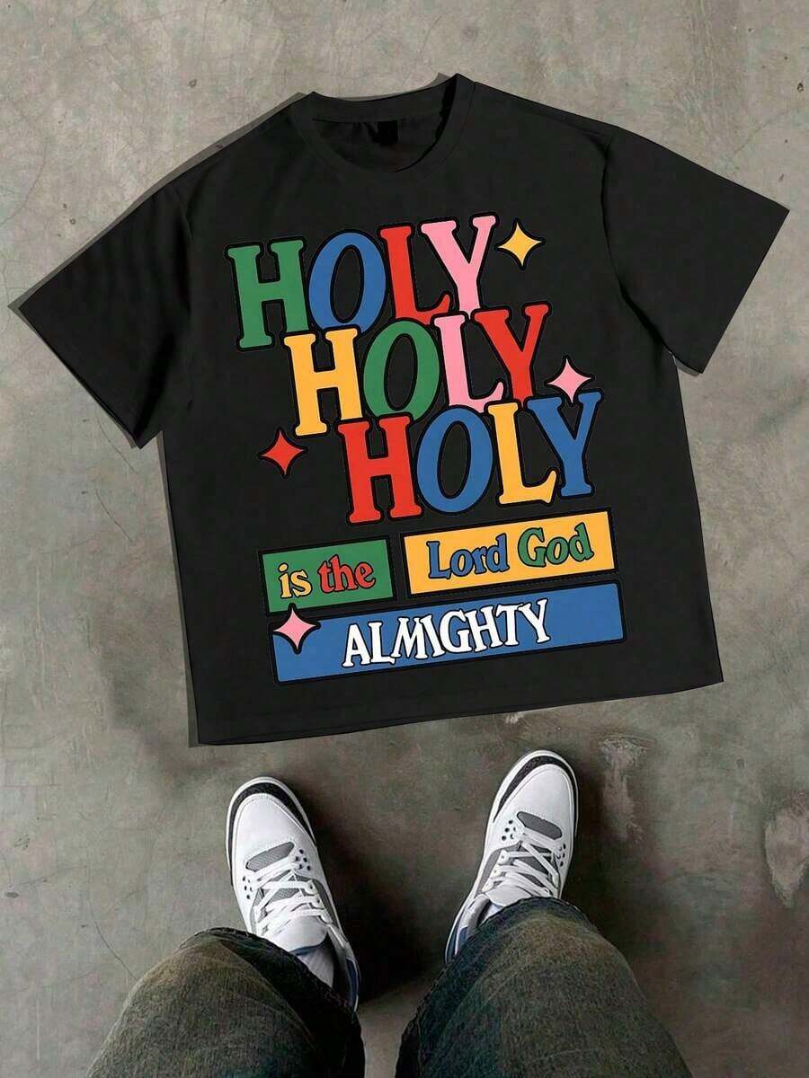 1 Camiseta de Verano, Estilo Y2K, Señor Dios Todopoderoso, SANTO SANTO SANTO, Repetición Sagrada, Sagrado y Secular, Colores de la Fe, Humor Todopoderoso, Ropa de Hombre para Primavera/Verano/Otoño, Camiseta de Corte Regular, Navidad, Halloween, Día de Acción de Gracias, Día de San Valentín, Orgullo, Día del Padre, Pascua, Día de la Madre, Año Nuevo y Festival de la Primavera, Camiseta Casual de Manga Corta con Cuello Redondo Estampada para Hombre, Son Excelentes Regalos para Amigos y Familiares, Camisetas 100% Algodón, Diseño Juvenil y Moderno, Camisetas Gráficas para Hombre, Camisetas Gráficas para Mujer, Cachorro Feliz, Regreso a la Escuela - Negro - Ver 1