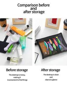 數據儲存袋、網格化妝袋、印有魚類圖案、USB儲存袋、輕量袋、盥洗袋、旅行必需品、化妝品儲存袋、夏季防護、海灘必需品、男女通用便攜式盥洗袋，適用於學校、度假、假期和返校，送給母親、老師、護士和朋友的完美禮物 - 彩色 - 查看 6