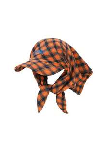 1pc Women's Vintage Plaid Bandana Baseball Cap, Letter Embroidered Curved Brim Headwrap Hat, Y2K Streetwear, UV Protection Sun Hat, Casual Adjustable - A - View 3