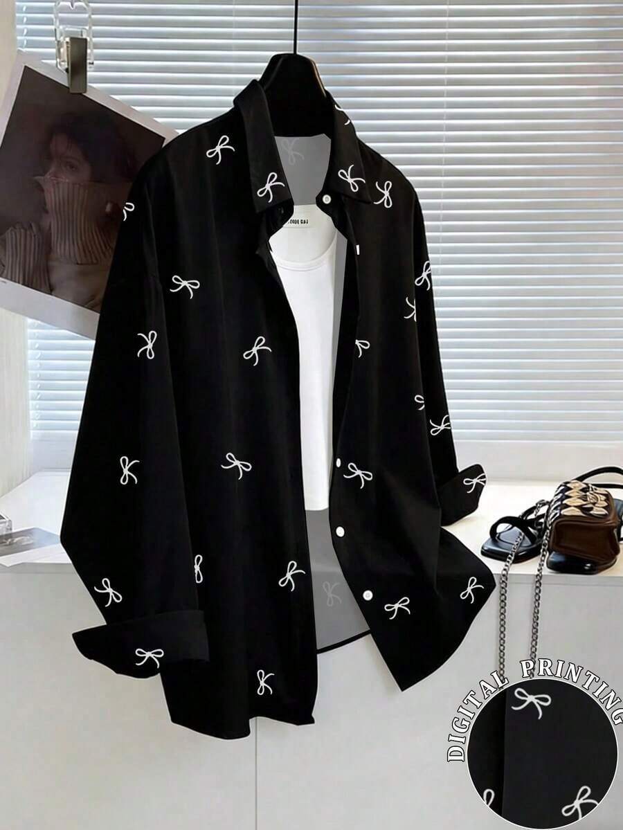 Camiseta holgada de manga larga de unicolor con un solo pecho para mujer - Multicolor - Ver 1