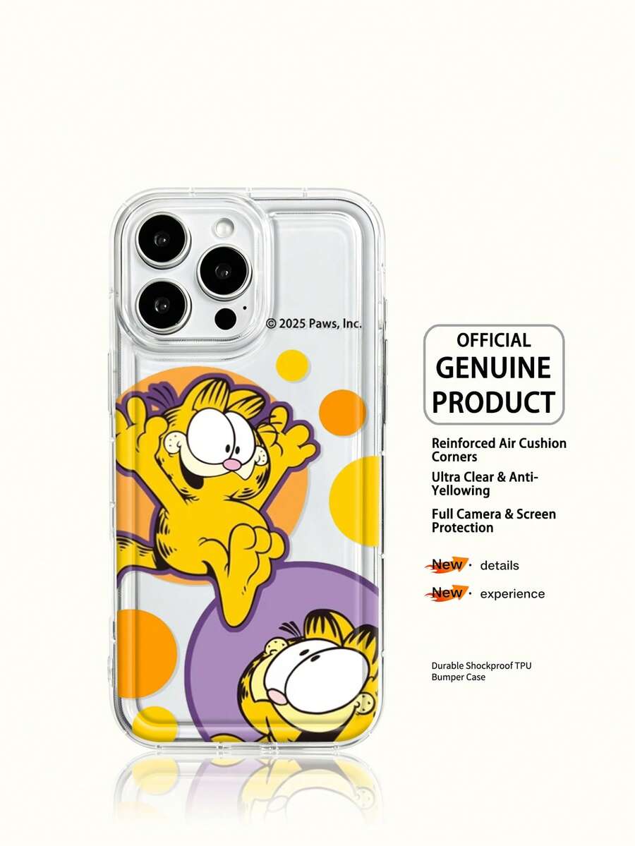 加菲猫手机壳轻巧防滑，防摔耐用，适用于iPhone 17/17Air/17Pro/17ProMax/11/12/13/15/16Pro/16ProMax/14Plus/15Plus/16Plus/15Pro/16ProMax/XR等卡通动漫手机。这款手机壳包装精美，是馈赠亲朋好友的理想节日礼物。 - 無色 - 查看 1