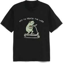 Christian T-Shirt, Funny T-Shirt With A Frog "Go And Praise The Lord", Humorous Bible Study T-Shirt, T-Shirts With Good Graphics For Men And Women. XFJB - 黑色 - 查看 12