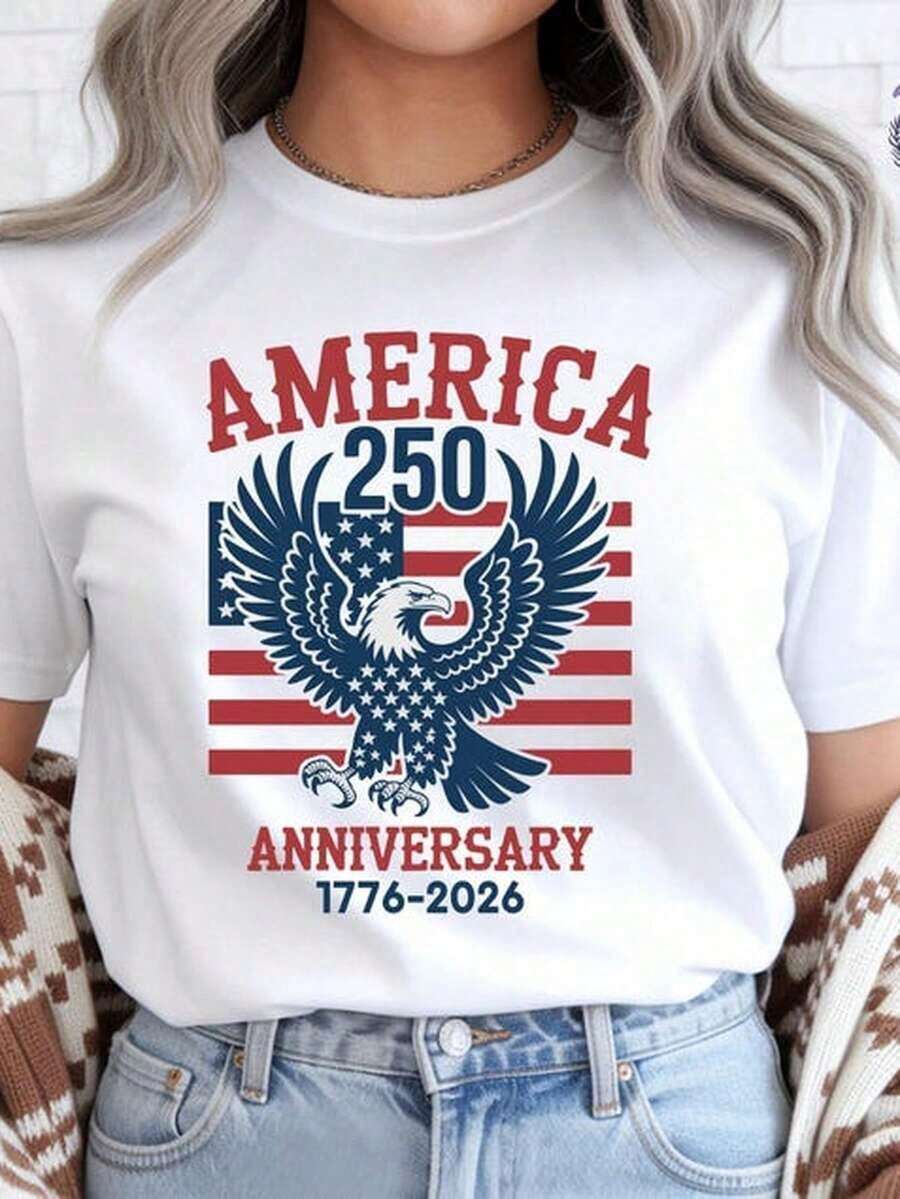 ComfortableCamiseta del 250 aniversario de Estados Unidos 1776-. Camiseta unisex de 220 g, algodón puro. Peso ideal para todas las estaciones, apta para hombres y mujeres. Tejido duradero de - Blanco - Ver 1