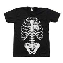 Skeleton T-Shirt: Fun Gothic T-Shirt For Halloween Party - High Quality - 黑色 - 查看 1