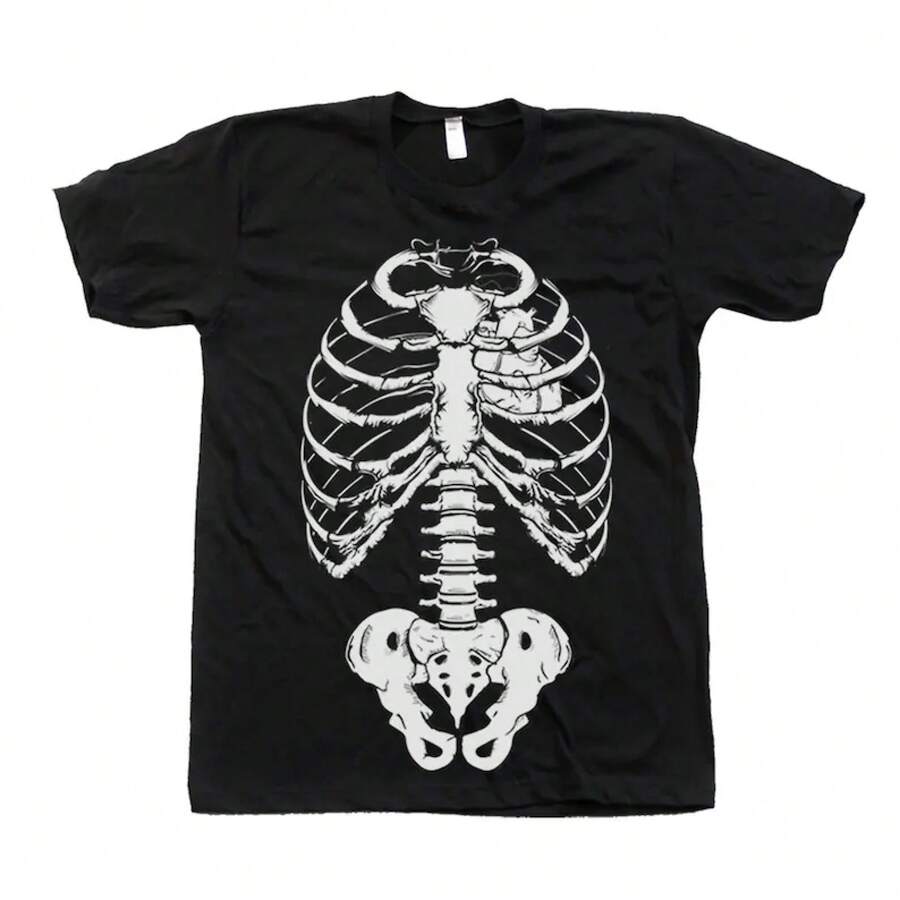 Skeleton T-Shirt: Fun Gothic T-Shirt For Halloween Party - High Quality - 黑色 - 查看 1