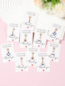 20pcs/1set Sailing Enthusiast Keychain Gift Card, Acrylic Keychains With Compass, Sailboat, Anchor, Lifebuoy, Water Tower Designs, Suitable For Wedding, Birthday, Party Decoration, Travel Souvenir, Wallet, Bag, Car Key Decoration - Multicolor - View 4