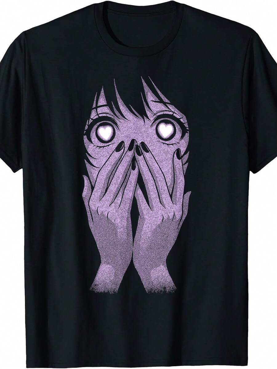 Stesso design per uomini e donne   Una replica dello stile di una celebrità   Occhi da anime, cuori da ragazza, manga, otaku, grunge, goth, estetica alternativa   T-shirt da uomo classica, perfetta per la casa|All'aperto|Lavoro|Regali (Compleanni)|Giorno di San Valentino|Festa della Mamma) T-shirt unisex comode taglie S-3XL per uomo, t-shirt y2k uomo, outfit estivo, t-shirt donna a pois, articoli estivi, abbigliamento donna, top basic - nero - Visualizzare 1