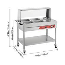 6-Pan Commercial Food Warmer, 6 X 1/2 Pans Electric Steam Table, 1500W Professional Buffet Catering Food Warmer With Shield Undershelf Wheels, Stainless Steel Server For Party Restaurant - 6-pan - View 10