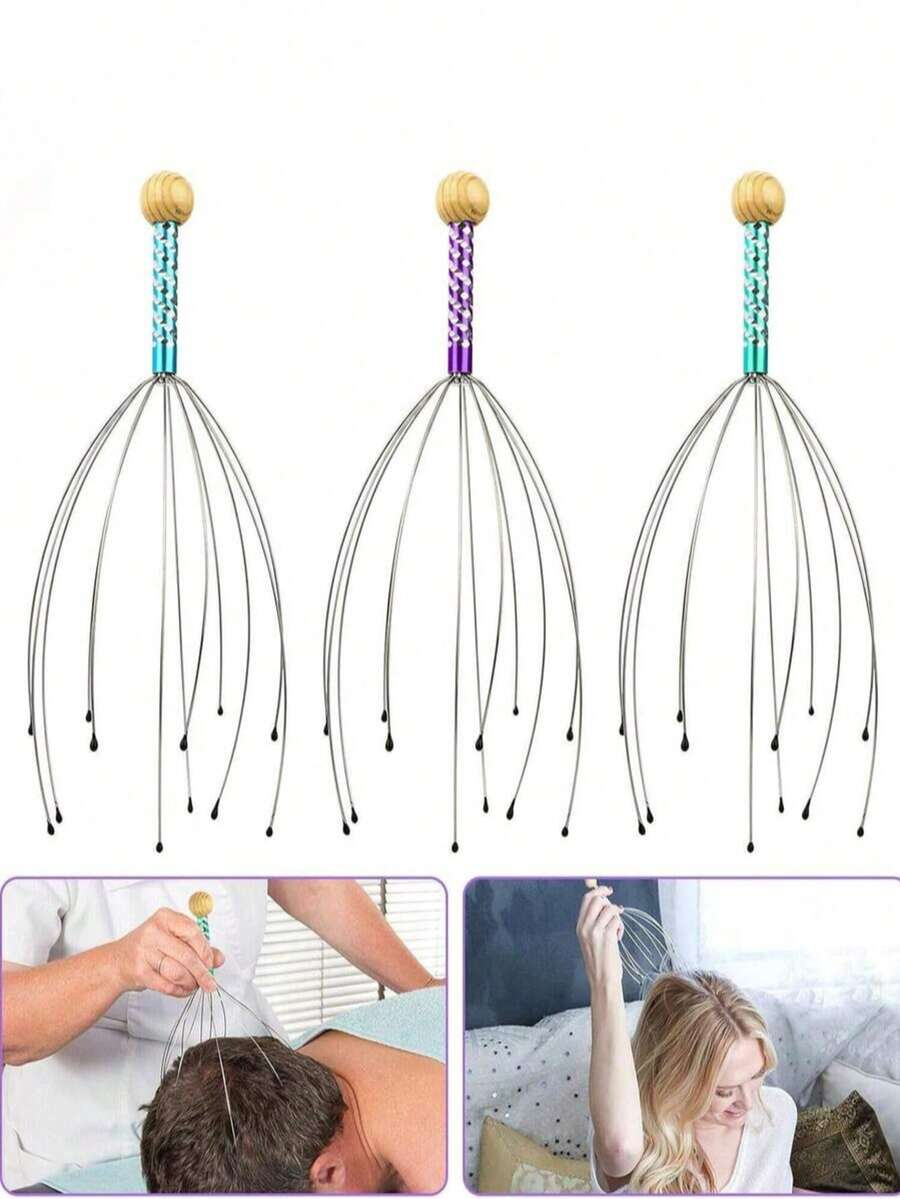 1件裝章魚頭部按摩器 頭皮抓癢器 靈魂提取器 背部抓癢器 人體工學設計 緩解壓力並促進頭皮血液循環 家用健康護理設備 頭部抓癢工具 背部抓癢工具 頭皮按摩器 身體抓癢器 頭部SPA 寵物抓癢 隨機顏色與款式