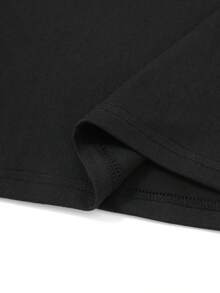 Camiseta de manga corta de algodón puro de 180 g para mujer, talla grande, cuello redondo, holgada, ropa para el Día de la Madre, tallas L-5XL, con estampado de texto, camiseta de manga corta de cuello redondo para mujer, primavera-verano. - Negro - Ver 5