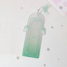 1个可爱天使翅膀闪光照片卡套,渐变透明4格照片条套,带串珠钥匙扣,可爱亚克力保护套,适用于偶像照片条,完美可作背包挂饰,粉丝收藏及日常使用,返校季必备 - 卡套 - 查看 14