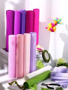 48/6/3/1pcs Ocean Color Crepe Paper Flower DIY Set, 10in X 98in Crepe Paper, Perfect For Birthday Party And Wedding DIY Bouquets - Multicolor - View 6