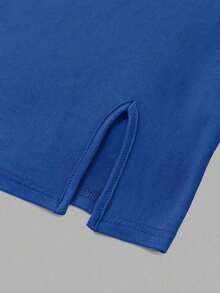 Vestido de tubo de color liso con abertura alta para ropa de Año Nuevo, minivestido corto para mujer - azul real - Ver 7