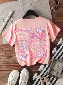 1 pieza de camiseta de estilo lindo para adolescentes, top con estampado de océano, ropa casual para exteriores para primavera y verano, tops de mujer, camisetas.tops de mujer camisetas - Estilo - Ver 3