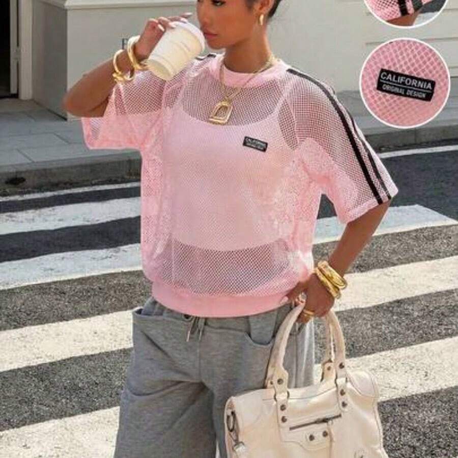 Women's Casual Versatile Daily Wear T-Shirt,Pink Top Girly Outfits For Women Street Wear Outfits Women Latest Tops For Women New Arrivals Casual Summer Outfits For Woman Retro Outfit For Women Casual Outfit For Women Pink Mesh Top New T Shirt Blouses For Women Puff Top For Women Trending Outfit For 2025 Women Sheer Tops For Women Outfits Women Set Summer Street Wear Outfit For Women Busniess Casual Outfits For Women Outfit For Women Set Casual - Rosa - Ver 1