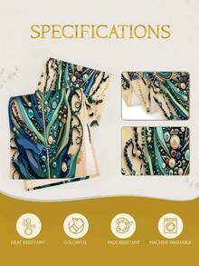1pc Peacock Feather Printed Tablecloth, Available In Multiple Sizes, Suitable For Home Dining, Kitchen Decor, Home Decoration, Outdoor Party And Restaurant Decor, Linen Texture Appearance - Multicolor - View 8