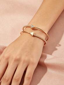 NAIZHU Brazalete cuff con diseño triángulo con diamante de imitación - Amarillo Oro - Ver 2