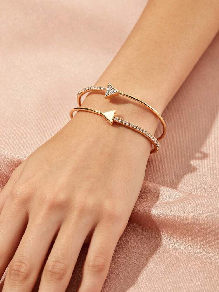 Rhinestone Triangle Decor Cuff Bracelet