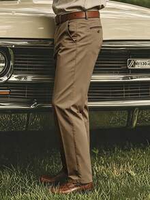 Pantalon de costume d'automne pour hommes, pantalon casual minimaliste à jambe droite à la mode, style minimaliste ample pour hommes, pantalon droit résistant aux plis de couleur unie - Marron - Voir 3