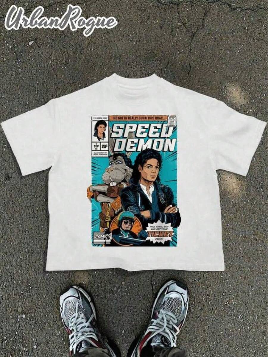 Camiseta para Hombre Casual y Moderna con Estilo de Cómic Speed Demon | Ropa de Hombre con Estilo Playeras Sudaderas y Camisas Cómodas | Ideal para Uso Diario Trabajo y Salidas | Fácil de combinar muestra tu estilo - Negro - Ver 1