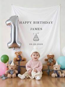 Faixa de Aniversário Personalizada, Bandeira de Nome de Aniversário Personalizada, Placa de Aniversário em Tecido, Arte de Parede Externa, Volta às Aulas, Presente Personalizado - Multicolorido - Visão 3