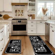 1pc Kitchen Rules Pattern Non-Slip Floor Mat, Holiday Party Decor Carpet, Anti-Fatigue Rug, Quick Dry Carpet For Kitchen, Hallway, Bathroom, Laundry Room, Home Decor - Multicolor - View 6