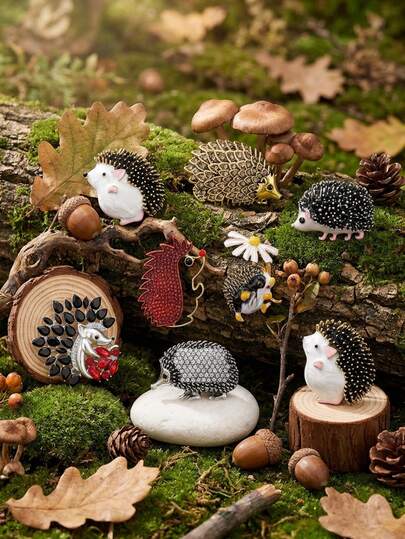 Broches de erizo con rhinestones - Alfileres clásicos de animales para mujeres y unisex para fiestas casuales, accesorios de joyería, regalos para amigos, insignias y decoración