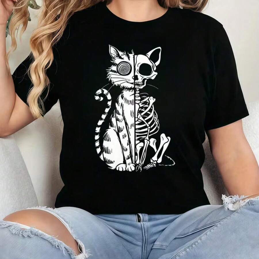 Camiseta impresa para hombres y mujeres - Negro - Ver 1
