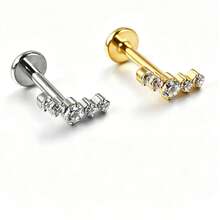1 chiếc khuyên môi G23 bằng titan, năm chấu đính đá Zirconia, dùng cho môi, tai, sụn tai, vành tai, kiểu vặn ren. - Như thể hiện trong hình ảnh - Xem 7