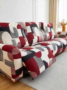 1 Set Of 4/6/8 Pcs Geometric Pattern Recliner/Sofa Covers, Printed Recliner Covers, Stretch Sofa Slipcovers, Suitable For Living Room, Office, Home Decor, Fits Single, 2-Seater, 3-Seater Recliner/Sofa - Multicolor - View 8