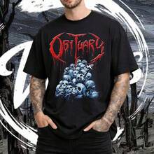 Obituary T-Shirt, Retro Death Cause Design, Unisex Metal Music T-Shirt. Women's Shirts, Women's Sweatshirts, Women's Casual Summer Sweater Blouse, Prom Dresses - 黑色 - 查看 1