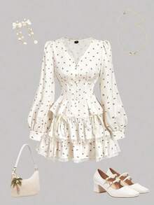 MOD Falda midi con volantes de doble capa con tirantes, falda blanca, falda de verano - Albaricoque - Ver 6