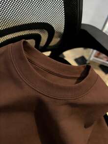 Camisetas de manga corta estampadas, sencillas, informales y bonitas para niños y niñas. - Marrón - Ver 4