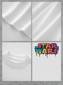 Colorful Graphic With Letters That Appear To Melt, Symbolizing Creative Energy And A Bold Attitude. Comfortable, Modern Women's T-Shirts Ideal For Everyday Wear Or Paired With Jeans For An Attractive Casual Look. - 白色 - 查看 4