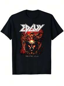 Edguy Graphic Tee, A Fun Album Cover For Men And Women. Soft And Versatile, This All-Season Streetwear Essential Is A Perfect Everyday Gift For Fans And Friends. With Its Crisp, Streamlined Cut, This Tee Creates A Clean And Vibrant Look. Its Relaxed Yet Flattering Silhouette Suits All Body Types, Offering A Style That's Both Casual And Sophisticated. - 黑色 - 查看 6
