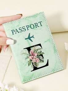 1pc A-Z 26 Letters Fashionable Letter Print Stylish Burgundy Passport Cover, Premium PU Leather Passport Wallet With Multi-Card Pockets For Credit Cards, Boarding Passes, And IDs, Compact And Portable Travel Essentials Organizer For Women, Men - Pink - View 90