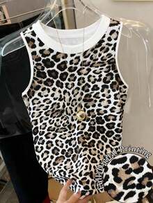 Camiseta de tirantes casual y versátil con cuello redondo y ribete acanalado a rayas para mujer - Multicolor - Ver 5