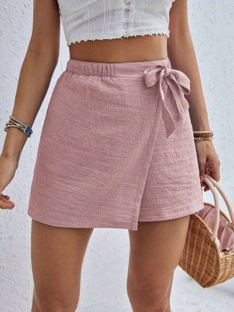 con decoración de lazo casual para señoras, part inferior de verano - Rosa vieja - Ver 1