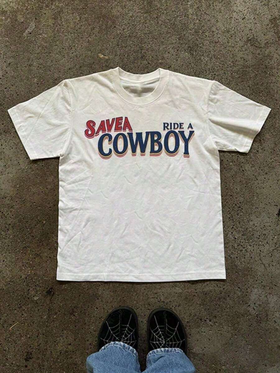 Camiseta casual versátil de mujer con cuello redondo y estampado de árbol de cerezos de manga corta - Blanco - Ver 1
