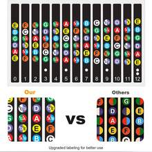 2pcs Self-Adhesive Guitar Fretboard Note Stickers, Comes With 3pcs Random Color Guitar Picks (0.71mm Thickness), Colorful Note Stickers Fretboard Grid - Best Guitar Learning Tool For Beginners - Black - View 3