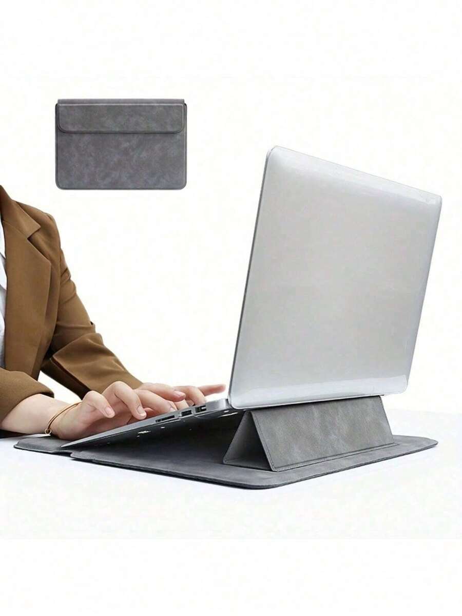 Leather Laptop Protective Case With A Stand, Ergonomic Protective Case, Waterproof And Ultra-Thin Protective Case, Suitable For 13.3-Inch Laptops - In Solid Color Pattern