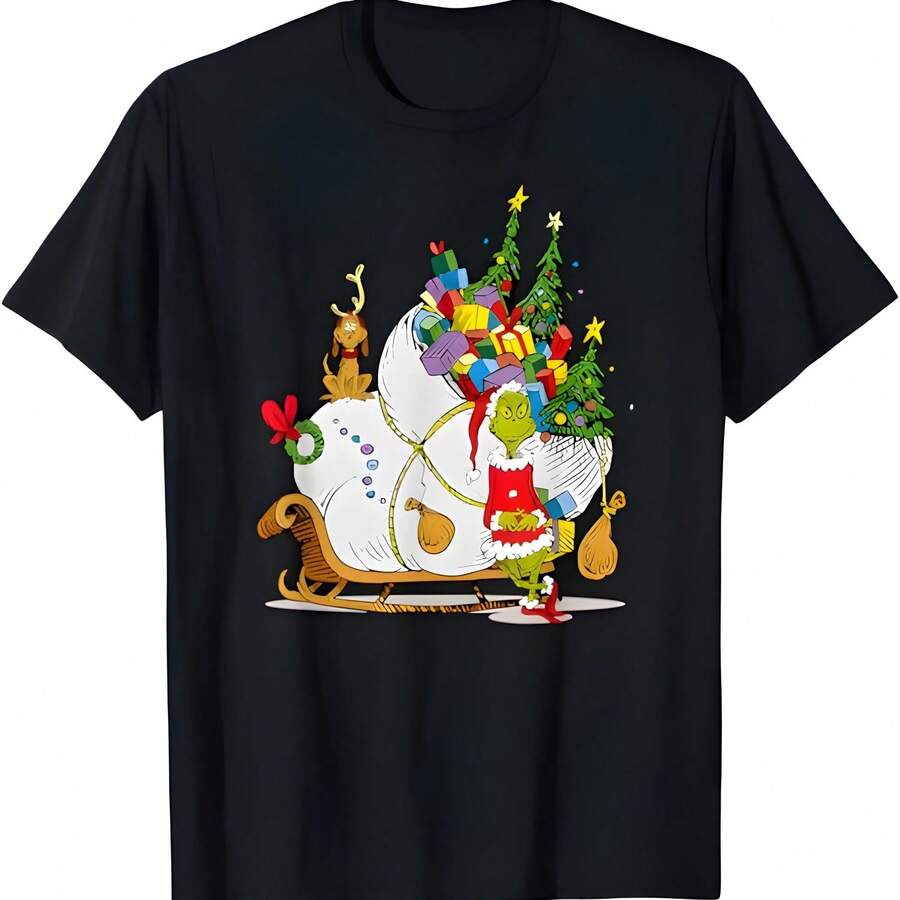 Camiseta de trineo de Drs. Seusss Grinchs - Negro - Ver 1