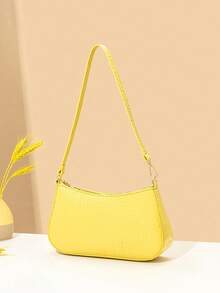 Bolso de hombro tipo baguette con estampado de cocodrilo, adecuado para el uso diario y los viajes - Amarillo - Ver 4