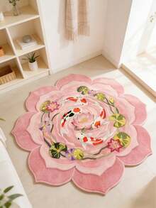 1pc Lotus & Koi Fish Decorative Carpet, Bedroom Decor, Small Rug, Carpet, Home Decor, Living Room Carpet, Living Room Small Rug, Bedroom Carpet, Living Room Home Decor, Outdoor Rug, Washable Carpet, Graduation Gift - Multicolor - View 3