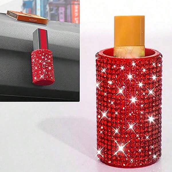 1pc Sparkling Rhinestone Lipstick Holder,Universal Silicone Car Lip Balm Holder, Portable Wall-Mounted Storage Tube With Adhesive Backing, Car Accessories Storage, Essential For Summer Travel,Holiday, Daily Life, Wedding, Birthday, Festival Gifts